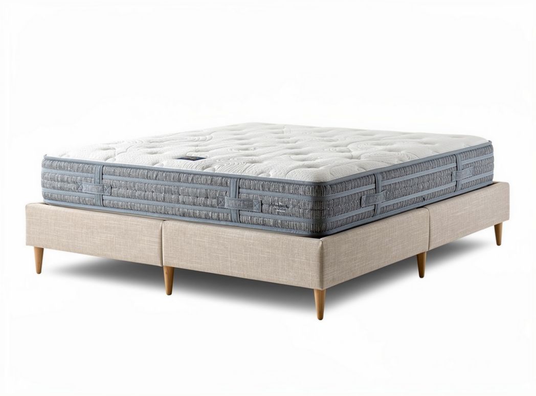 Boxspring matras met stof in grijs en beige 200 x 160 x 30cm
