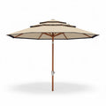 Bamboe tuinparasol met zandkleurige doek 200 x 200 x 250cm