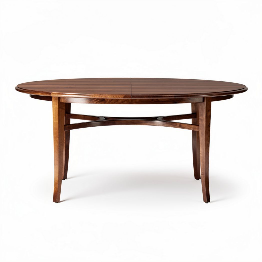 Ovale eettafel van hout met een afmeting van 150 x 90 x 75cm