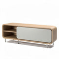Houten tv-meubel met spiegelfront en open vakken 150 x 40 x 50cm