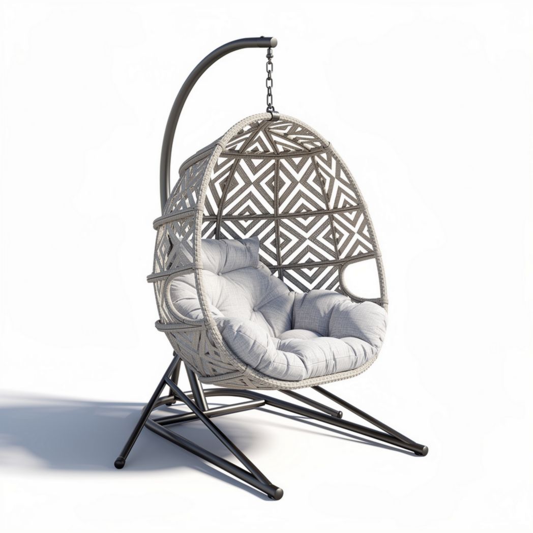 Hangstoel van kunststof met metalen frame en kussens 100 x 75 x 120cm